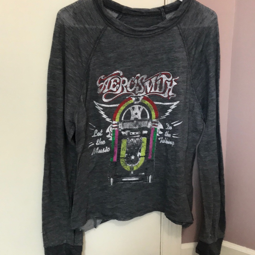 Aerosmith distressed crop top